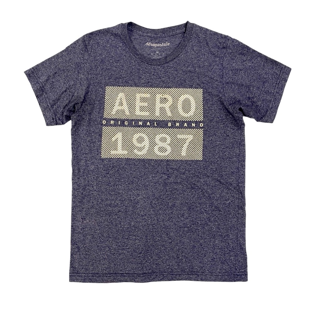 Aeropostale Heathered Blue Graphic Tee